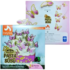 Set decor fluturi din hârtie necomestibili roz1
