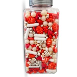 Sprinkles Mix Roșu, Argintiu, Alb Sidefat 250g Dr. Gusto