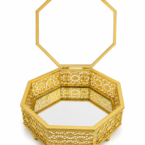 Suport candy bar hexagonnal model floral cu oglindă 1