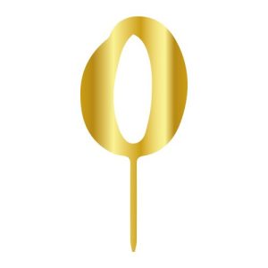 Topper tort cifră model oglindă auriu ”0”