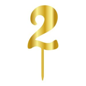 Topper tort cifră model oglindă auriu ”2”