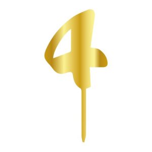 Topper tort cifră model oglindă auriu ”4”