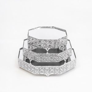 Set suport decorativ candy bar hexagonal cu oglindă