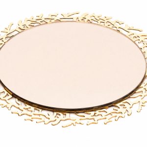 Suport decorativ candy bar rotund cu oglindă